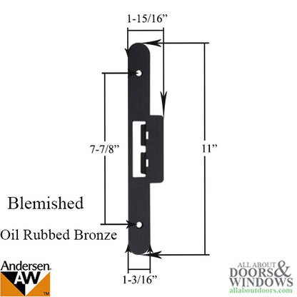 Andersen Latch & Deadbolt Strike Plate Cover, AP/PA - Oil Rubbed Bronze - BLEMISHED