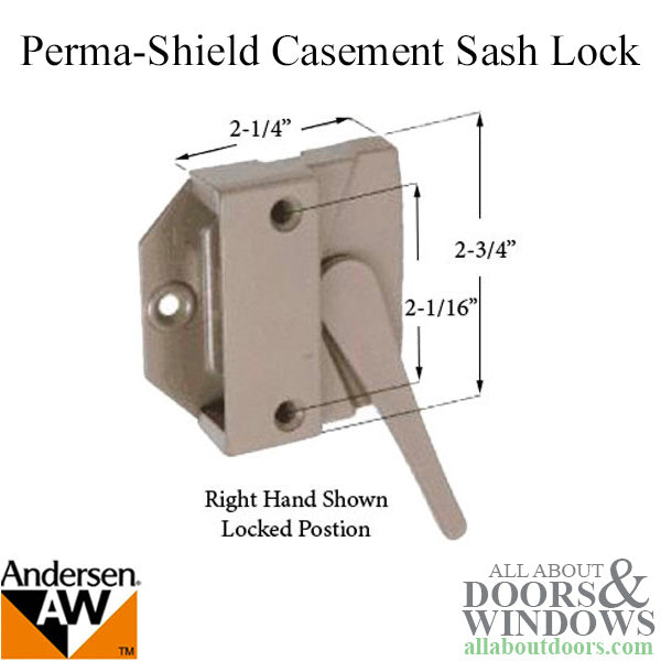 Blemished Andersen Casement Window Sash Lock, Perma-Shield 1979-95, RH - White
