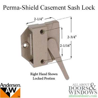 Blemished Andersen Casement Window Sash Lock, Perma-Shield 1979-95, RH - White