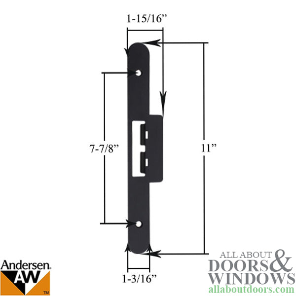 Blemished Andersen Latch & Deadbolt Strike Plate Cover, AP/PA Double Door - Black