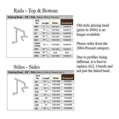 Andersen Glazing Bead, Perma-Shield Improved/E-Z 400 Series, 5/8" C5, 56-1/16" - Terratone