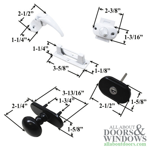 Andersen Knob and Deadbolt Kit 1-1/2 Inch Door - Black / White