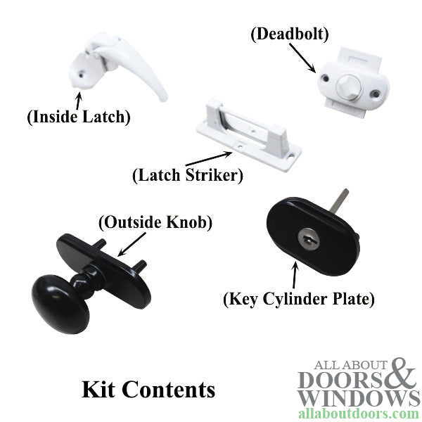 Andersen Knob and Deadbolt Kit 1-1/2 Inch Door - Black / White