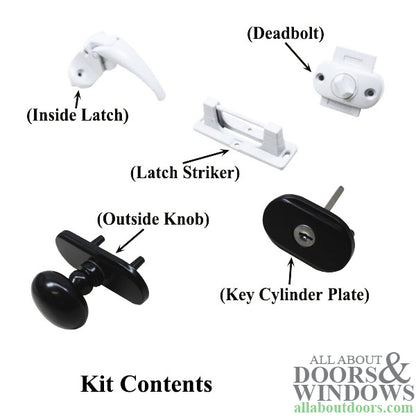 Andersen Knob and Deadbolt Kit 1-1/2 Inch Door - Black / White