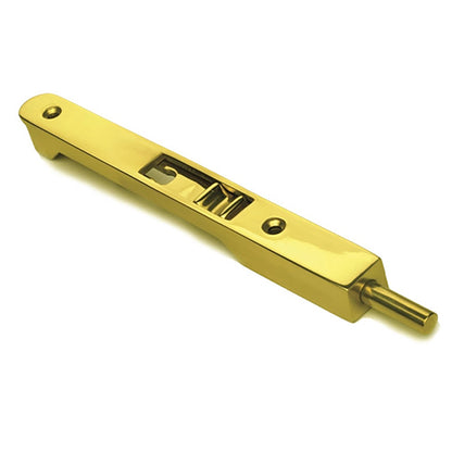 7 Inch Heavy Duty Flush Bolt, Solid Brass - Polished Brass