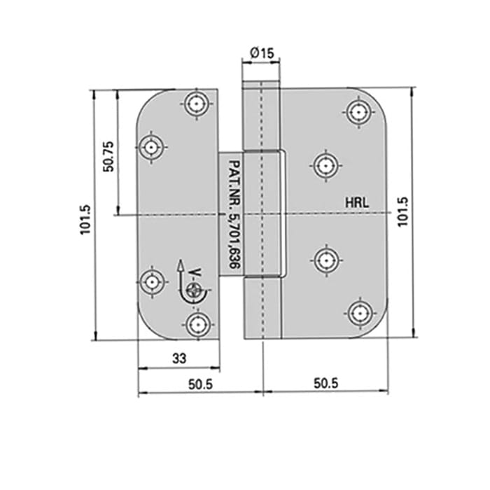 Millennium 2D Adjustable 4 x 4  Guide  (H)  Hinge - Brass