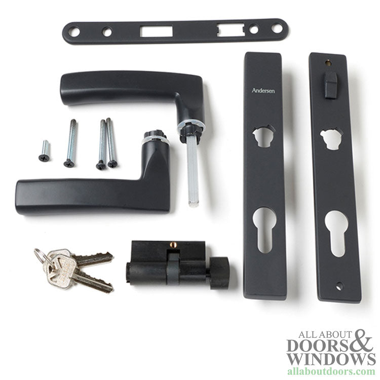 Andersen Storm Door Handle Set Modern Flat Black Handle Set With Lock and Key