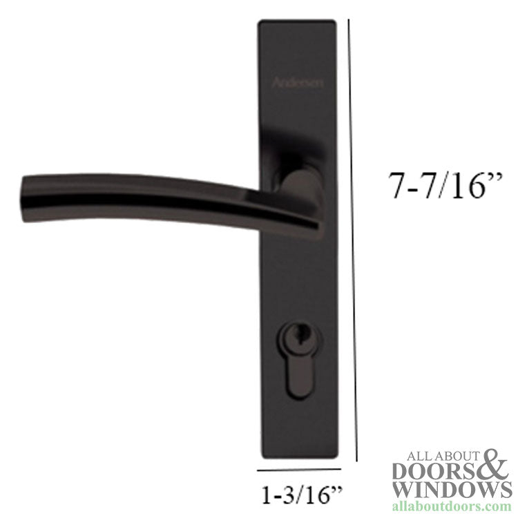 Andersen Storm Door Handle Set Modern Flat Black Handle Set With Lock and Key