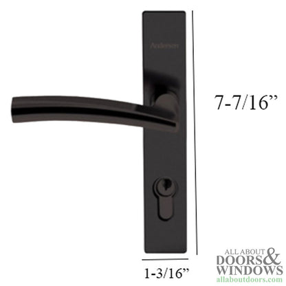 Andersen Storm Door Handle Set Modern Flat Black Handle Set With Lock and Key
