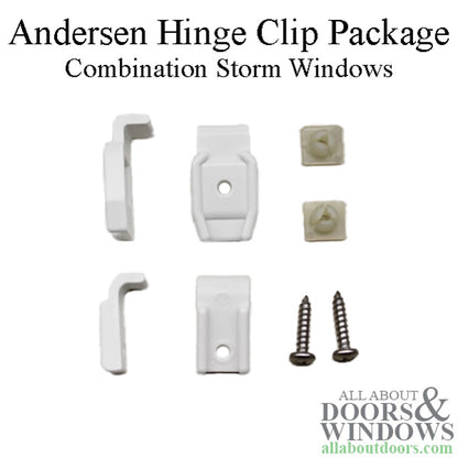 Andersen Hinge Clip Package - Narroline, Woodwright, Tilt-Wash Combination Storm Windows - White