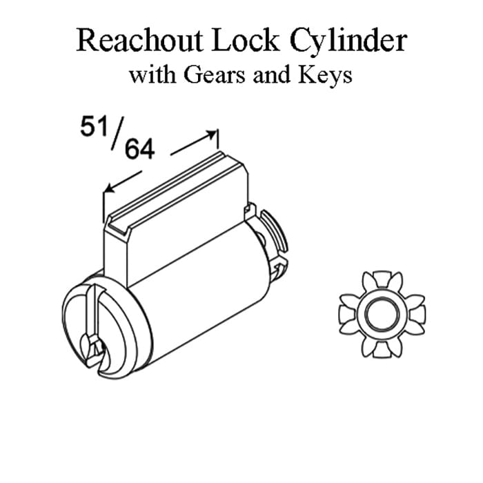Andersen 5-Pin Reachout Lock Cylinder with Keys - Bright Brass