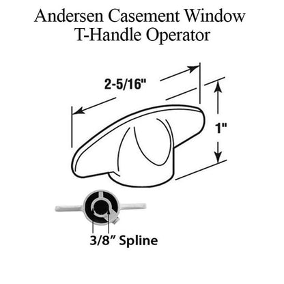 Andersen T-Handle 3/8 spline Casement / Awning windows - 2 c