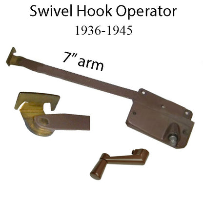Andersen Primed Casement Operator Only w/ Brass Swivel Hook, Left Hand (1936-45)