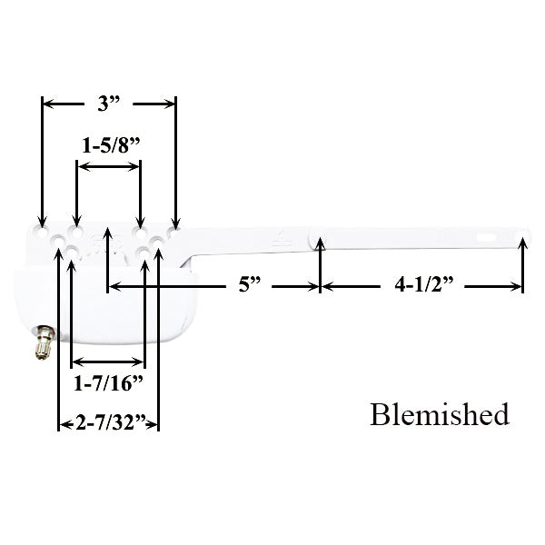 Truth Ellipse Split Arm Operator, Straight 4-1/2" Link, Left Hand - White - BLEMISHED