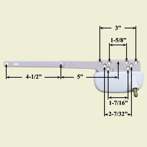 Blemished - Weathershield Split Arm Operator, Offset 4-1/2" Link Right Hand - White