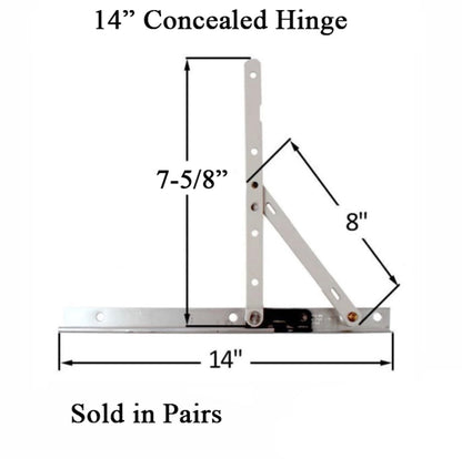 Generic Casement window 14"  Washable hinge arm  6-15/16  opening - Stainless Steel