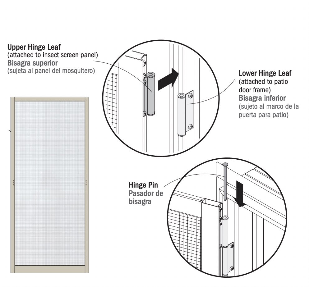 Andersen Leaf Hinges Upper and Lower Hinged Screen Door White