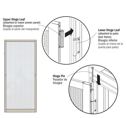 Andersen Leaf Hinges Upper and Lower Hinged Screen Door White