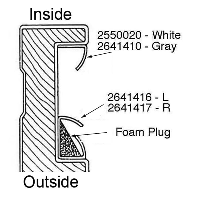 Andersen Right Hand Outside Operating Side Jamb Weatherstrip - 6'8" Gliding Door - Gray