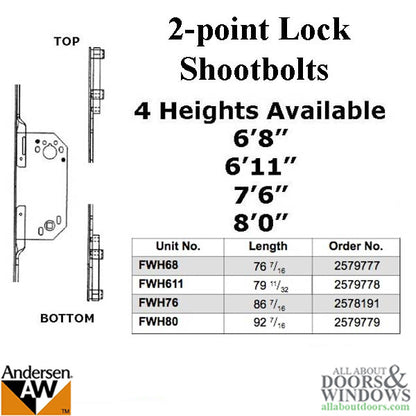 Andersen Multipoint Lock, FWH68 Passive - Stainless