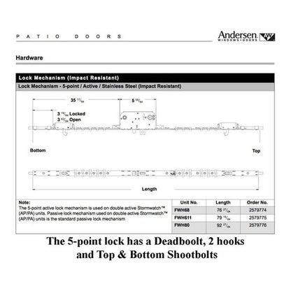 Andersen Stormwatch 5-Point Lock AP/PA - FWH68 Door