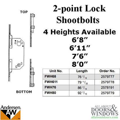 Andersen Multipoint Lock, FWH611 Passive - Stainless