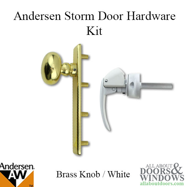Andersen/ Emco Storm Door Hardware Kit - Brass Knob Exterio