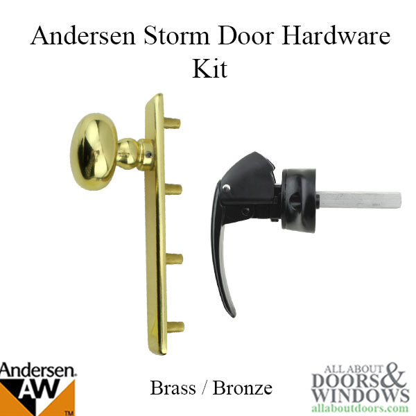 Andersen/ Emco Storm Door Hardware Kit - Brass Knob Exterio