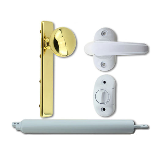 Andersen/ Emco Storm Door Hardware Kit - Brass Knob Exterio
