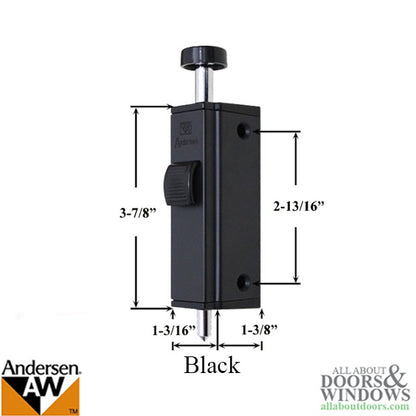 Andersen Auxiliary Foot Bolt Lock for Frenchwood Gliding Door - Black