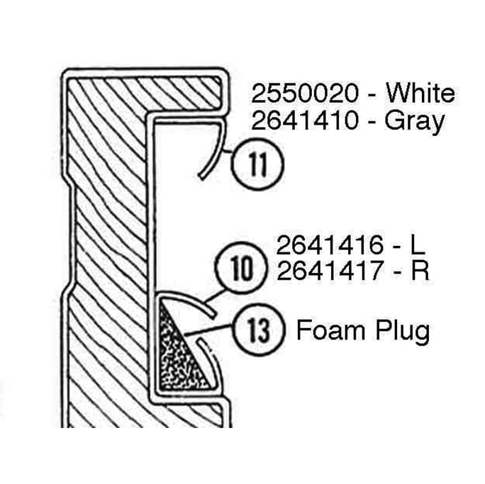 Andersen Perma-Shield 2-Panel Gliding Door - Inside Operating Side Jamb Weatherstrip, Non-Handed - Gray