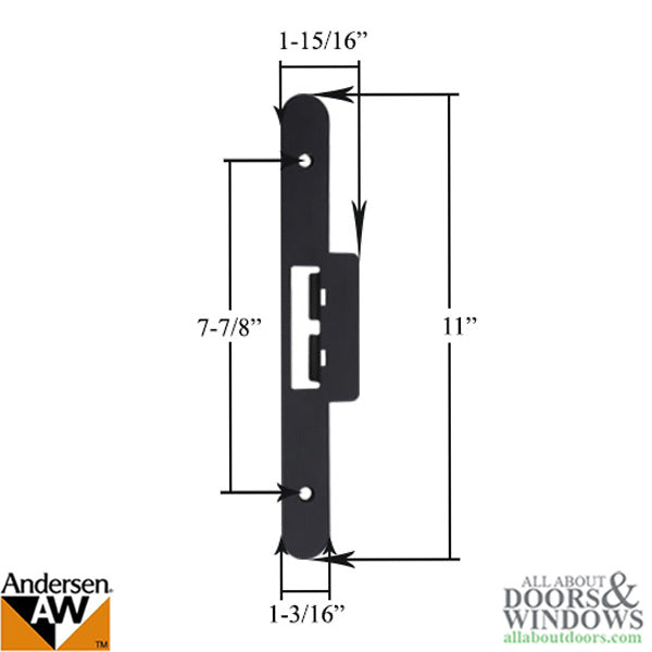 Andersen Latch & Deadbolt Strike Plate Cover, AP/PA Double Door - Black