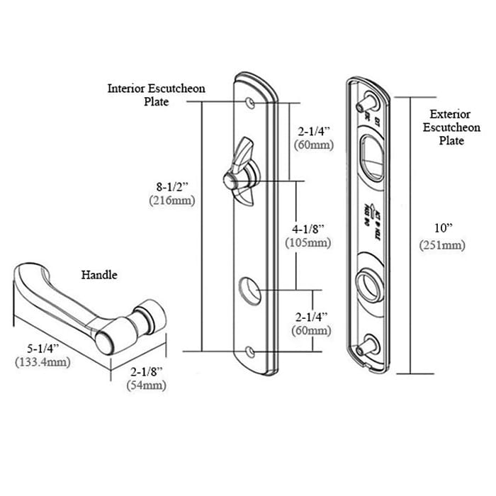 Andersen Albany Active / Passive Double Hinged Door Hardware