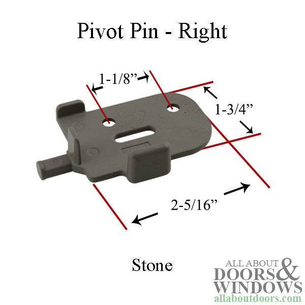 Andersen Tilt-Wash Pivot Pin, Right - Stone