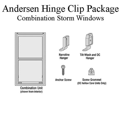 Andersen Hinge Clip Package - Narroline, Woodwright, Tilt-Wash Combination Storm Windows - Gray