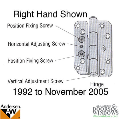 Discontinued - Andersen 1992-2005 Hinge - Right Hand - Brushed Chrome
