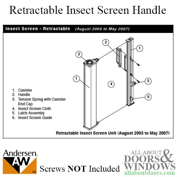 Andersen Retractable Insect Screen Exterior Handle, August 2