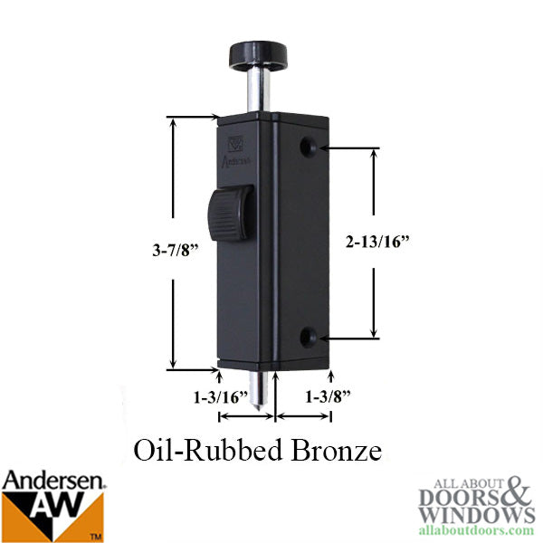 Andersen Auxiliary Foot Bolt Lock for Frenchwood Gliding Door - Oil Rubbed Bronze