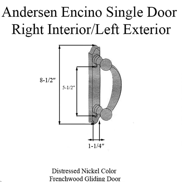 Andersen Frenchwood Gliding Door Handle - Encino - RH Interior/LH Exterior - Distressed Nickel