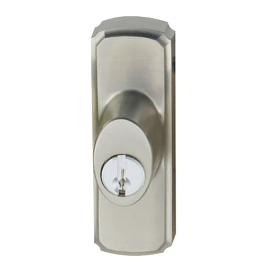 Andersen Gliding Door Hardware - Newbury Outside Keylock with Housing - Schlage Key Way - Satin Nickel - Right-Handed - 1994 to Present
