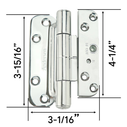 Andersen Single Hinge, Left Hand (2005-Present) - Polished Chrome