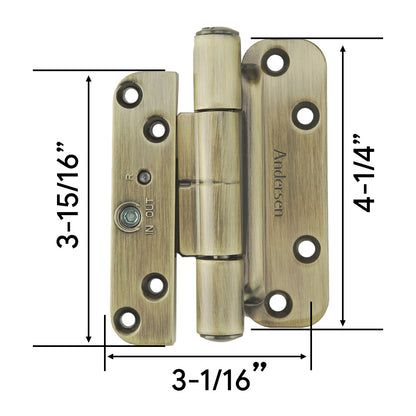 Andersen Single Hinge, Left Hand (2005-Present) - Antique Brass