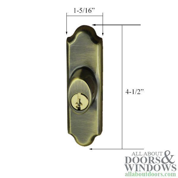 Andersen Gliding Door Keyed Lock, Covington - LH, Antique Brass