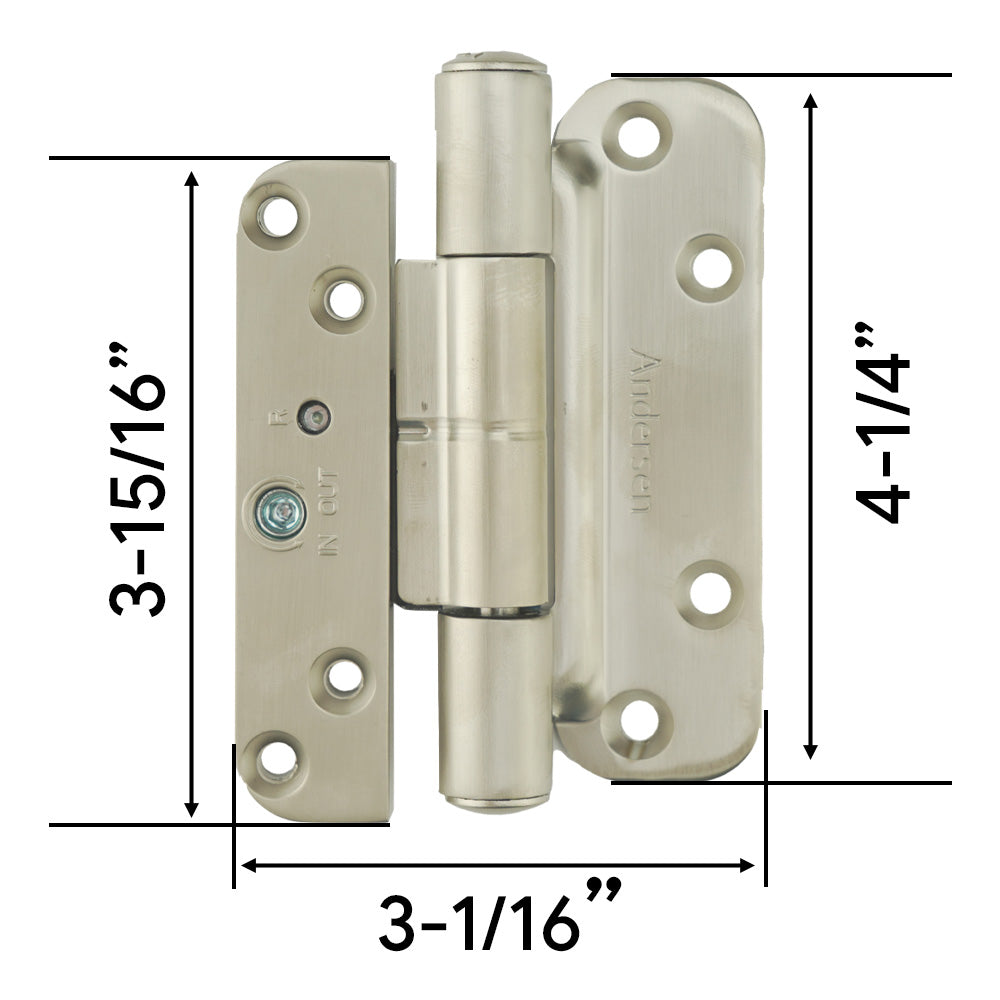 Andersen Single Hinge, Left Hand (2005-Present) - Satin Nickel