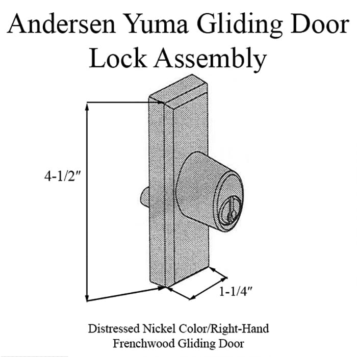 Andersen Frenchwood Gliding Door - Lock Assembly w/Keys, Yuma - Right Hand - Distressed Nickel