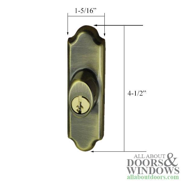 Andersen Gliding Door Keyed Lock, Covington - RH, Antique Brass