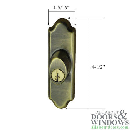 Andersen Gliding Door Keyed Lock, Covington - RH, Antique Brass