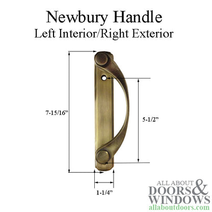 Andersen Newbury Gliding Door Single Handle - Right Interior/Left Exterior - Antique Brass
