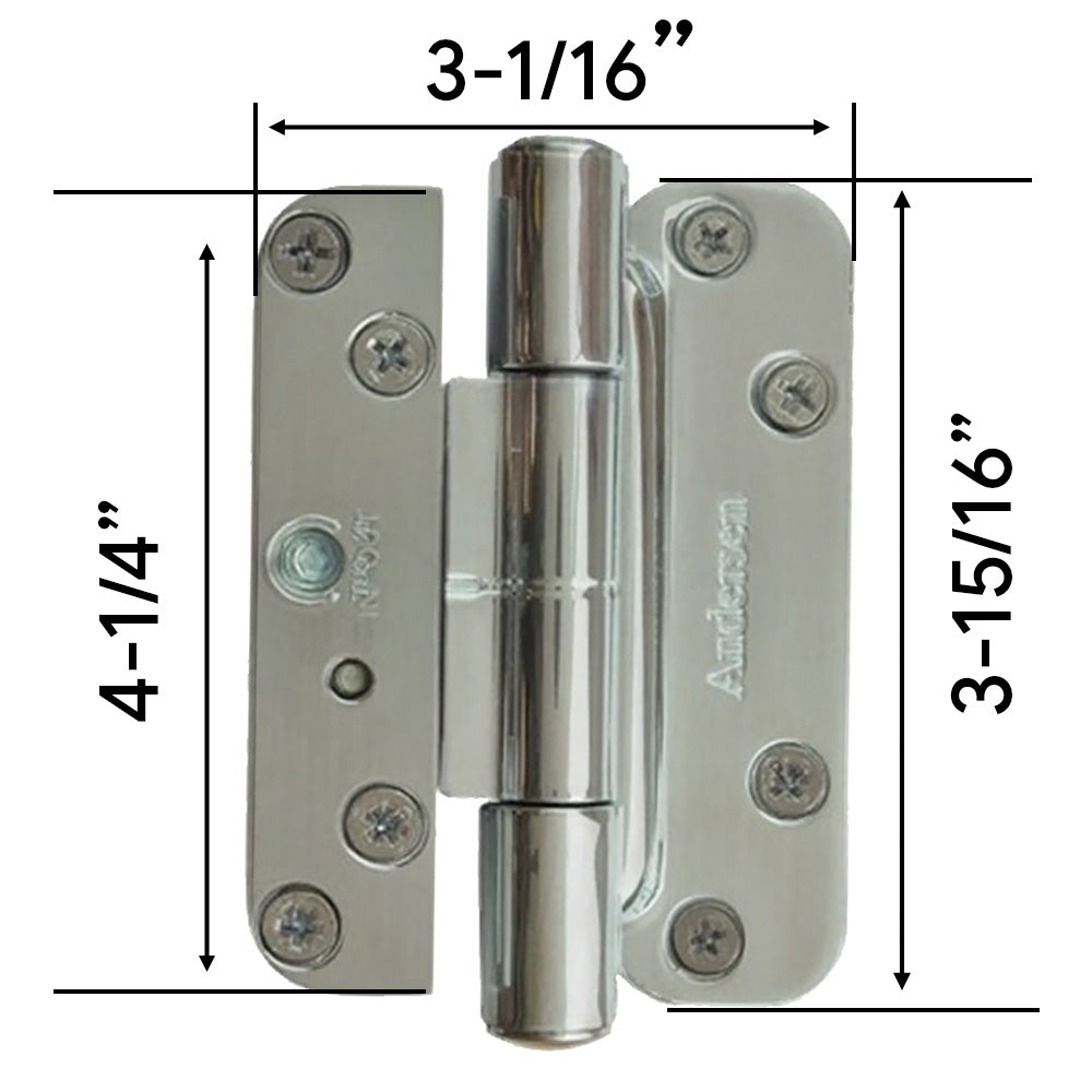 Andersen Single Hinge, Left Hand (2005-Present) - Brushed Chrome