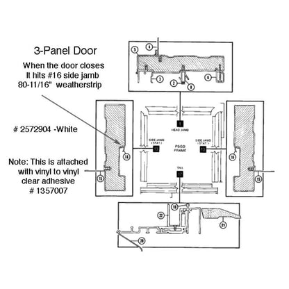 Andersen Perma-Shield 3-Panel Gliding Door Side Jamb Weatherstrip, Inside Stationary Panel - White